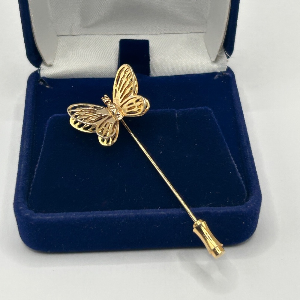 3 Lot Vintage Butterfly Brooch Set Gold Blue Pink Green Yellow​ - Picture 9 of 13